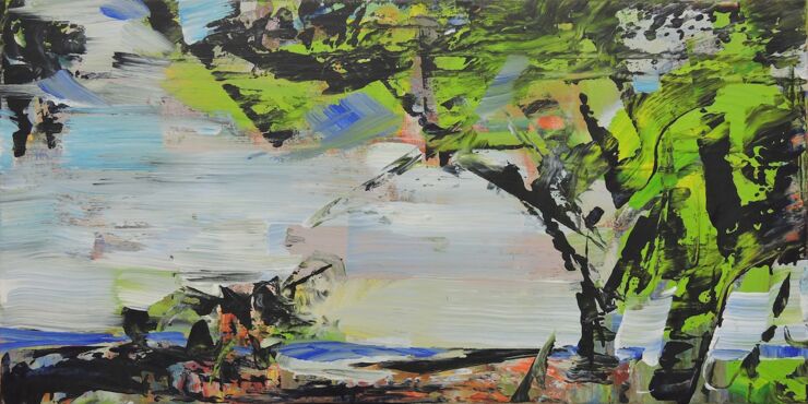Rauhes Land, Manuela Gottfried 2009, Acryl auf Leinwand, 80 x 40 cm